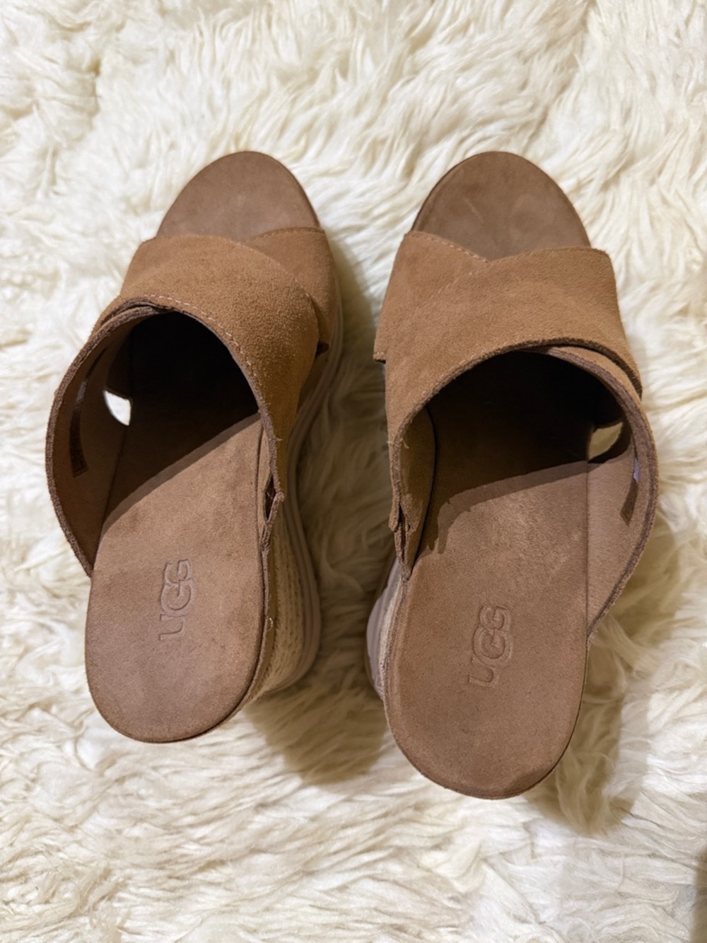 UGG Women's Abbot Slide Platform Sandal in Chestnut 7 - Picture 3 of 6